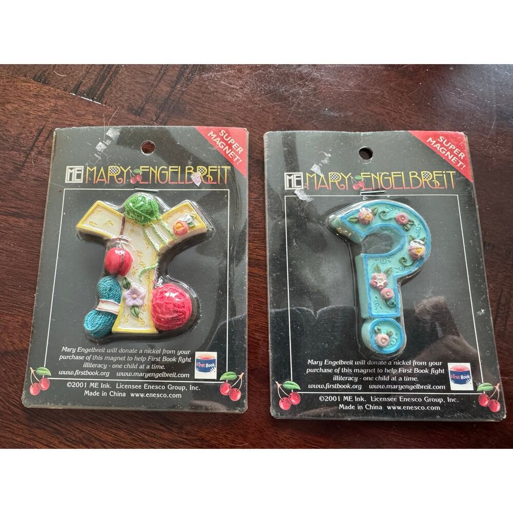 NIP Mary Engelbreit Letter Y Magnet & Question Mark Magnet Lot of 2